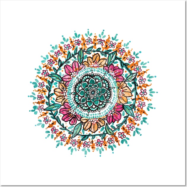 Floral Watercolor Mandala Wall Art by aterkaderk